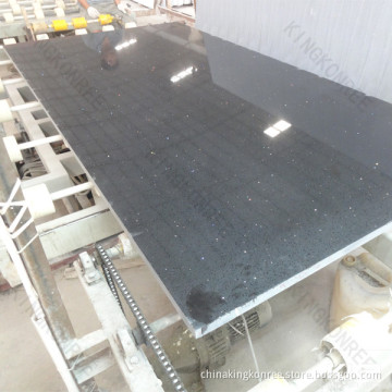 Polished black galaxy quartz stone